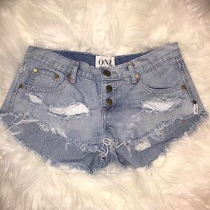 OnexOneteaspoon Ivory bonitas denim shorts
